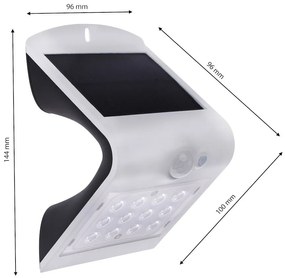 Ecolamp Exteriérové solárne nástenné LED svietidlo Butterfly, 1x LED 1,5w, biela, pohybový senzor