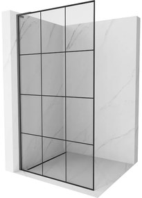 Mexen Kioto L, sprchová zástena Walk-In 100 x 200 cm, 8mm číre sklo čierny vzor, grafitový profil, 800-100-103-95-77
