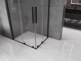 Mexen Velar L Duo, sprchový kút s posuvnými dverami 90 x 80 cm, 8mm číre sklo, čierna matná, 871-090-080-02-03-70