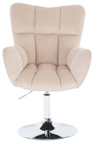LuxuryForm DESIGN Kreslo AURORA VELUR na striebornom tanieri - krémové