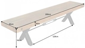 Dizajnová lavica Thunder 200 cm prírodná - borovica