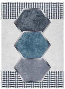 Koberec protišmykový ANDRE 1863 Romby, geometrický - biely / čierny