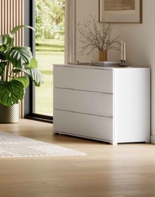 Biela komoda so zásuvkami biely mat Barton BT-63-WM