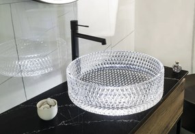 Sapho Sapho, MARAGUA gravírované sklenené umývadlo na dosku Ø 39,5 cm, číre sklo, TY214CL