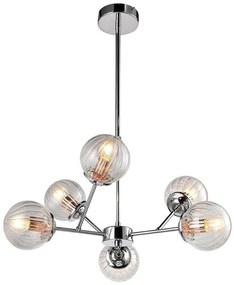 Candellux Chrómový závesný luster Best pre žiarovku 6x E14 36-67272