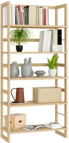 Casaria Drevený policový regál ÖLAND, 58x27x136cm, 5 políc, hnedá