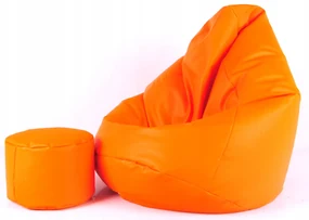 JAKS Vak na sedenie s podnožkou oranžový ekokoža