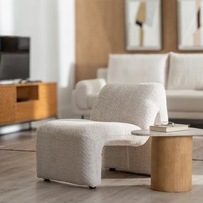 Béžové kreslo z textílie buklé – Ixia