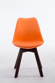 Stolička Borne V2 - plast / koženka, drevené nohy orech - Oranžová