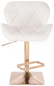 LuxuryForm Barová stolička MILANO na zlatej hranatej podstave - biela