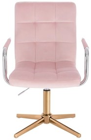 LuxuryForm DESIGN Stolička VERONA VELUR na zlatom kríži - ružová