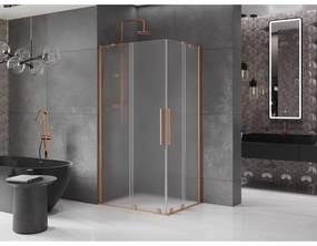 Mexen Velar Duo, sprchový kút s posuvnými dverami 100 x 90 cm, 8mm sklo námraza, medená matná, 871-100-090-32-65