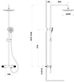 Sapho - Sprchová súprava s batériou SOLARIS lesklý chróm