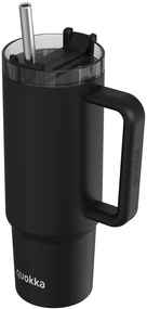 Nerezový termohrnček so slamkou Vibe Black 880 ml