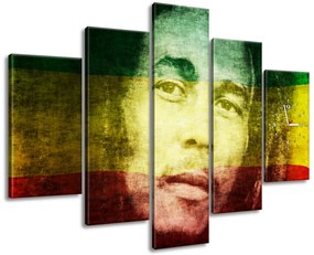Gario Obraz s hodinami Legendárny Bob Marley - 5 dielny Rozmery: 150 x 105 cm