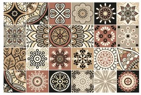 Sada 24 nástenných samolepiek Ambiance Wall Stickers Tiles Piura, 10 × 10 cm