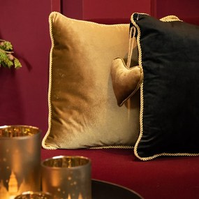 Zlatý zamatový vankúš obšitý krúteným zlatým povrázkom Velvet gold - 45*10*45cm