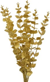 Vianočná zlatá umelá trblietavá vetvička eucalyptus - 9*8*46 cm