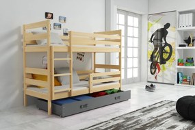 Detská poschodová posteľ ERYK | borovica Farba: Borovica / sivá, Rozmer.: 160 x 80 cm