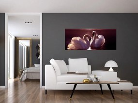 Obraz - Labute na jazere (120x50 cm)