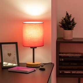Brilagi - Stolná lampa NUBILA WOOD 1xE27/25W/230V dub/ružová