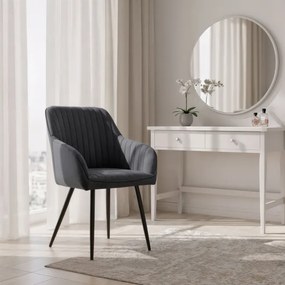 Sada šiestich jedálenských stoličiek FLORENCE zamatové, grafitové / čierne nohy (6 ks)