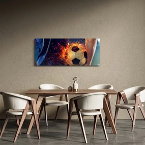 Obraz - Futbalová lopta v ohni (120x50 cm)
