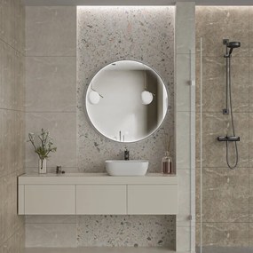 Erga Charlotte, okrúhle LED zrkadlo 90cm, čierny kovový rám, 2070 lm, 6500K, predné bočné osvetlenie, ERG-V01-204-9090-BK