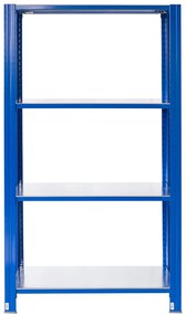 Bezskrutkový kovový regál 250x80x30cm T profil, 4 police