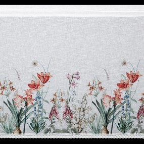 EUROFIRANY KRÁTKA ZÁCLONA NA PÁSKE NEMEZJA 150X90 CM KVETY