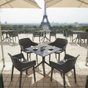 DORA záhradná stolička s podrúčkami dark grey