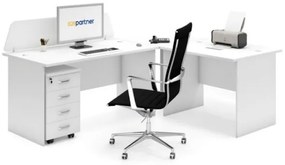 Kancelársky pracovný stôl s kontajnerom MIRELLI A+, typ E, biela