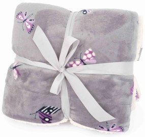 Baránková deka mikroplyš Exclusive 150 × 200 cm – Motýliky sivé
