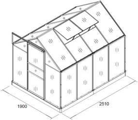 Polykarbonátový skleník 250 cm x 190 cm x 195 cm