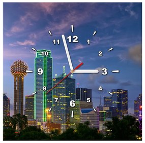 Gario Obraz s hodinami Dallas City USA Rozmery: 40 x 40 cm