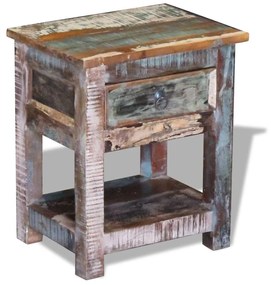 vidaXL Príručný stolík s 1 zásuvkou, recyklovaný masív 43x33x51 cm