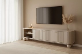 TV stolík Vesper 3D 187 cm - kašmír / zlaté úchytky / guľaté nohy