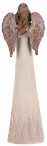 Polyresinový Anjel so srdcom 26 cm, béžovo-medená