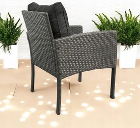 Záhradné kreslo z technoratanu SFS078-SC - sivé + sivé vankúše