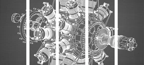 5-dielny obraz hviezdicový motor - 200x100