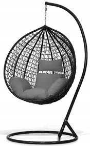 BestBerg BBHC-40BK závesné kreslo / ratan / čierna/sivá