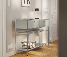 Kovová konzola »CN3 Slim Line« s 2 zásuvkami, svetlosivá