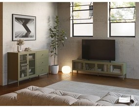 Zelený kovový TV stolík 160x50x35 cm Fayna – Marckeric