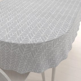Biante Bavlnený oválny obrus Sandra SA-212 Listy na sivom 100x140 cm