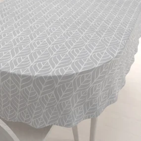 Biante Bavlnený oválny obrus Sandra SA-212 Listy na sivom 100x140 cm