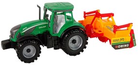 Lean Toys Zelený traktor s oranžovým kultivátorom