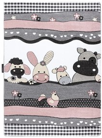 Dywany Łuszczów Detský kusový koberec Petit Farm animals pink - 160x220 cm