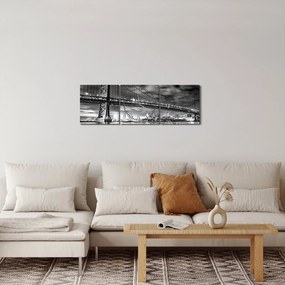 Obraz - Most Benjamina Franklina, Filadelfia, čiernobiely (s hodinami) (90x30 cm)