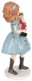 Dekorácia socha dievčatko v modrých šatách držiaca Luskáčka - 7*6*12 cm
