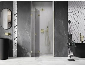 Mexen, Mexen Lunar ľavé otočné sprchové dvere 125 cm, transparentné, brúsené zlato - 834-125-000-55-00-L